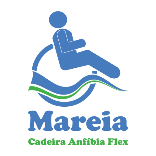 Logotipo da Mareia Flex com ícone azul de uma pessoa em cadeira sobre ondas azul e verde.